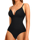 LODAY Shapewear Bodysuit Tummy Control Women Slimming Body Shaper Deep V-Neck Body Suits with Built in Bra（Black3XL